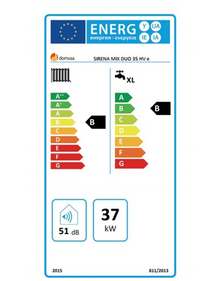 Eficiencia de la caldera Domusa Sirena Mix Duo 35 HV E